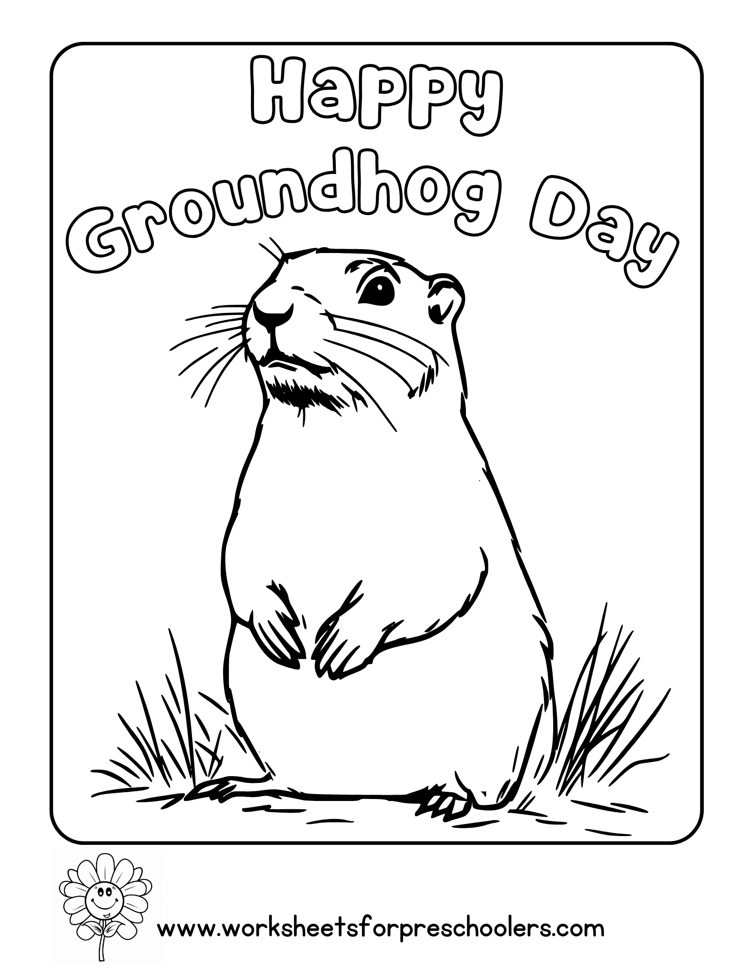 Happy Groundhog Day Coloring Page