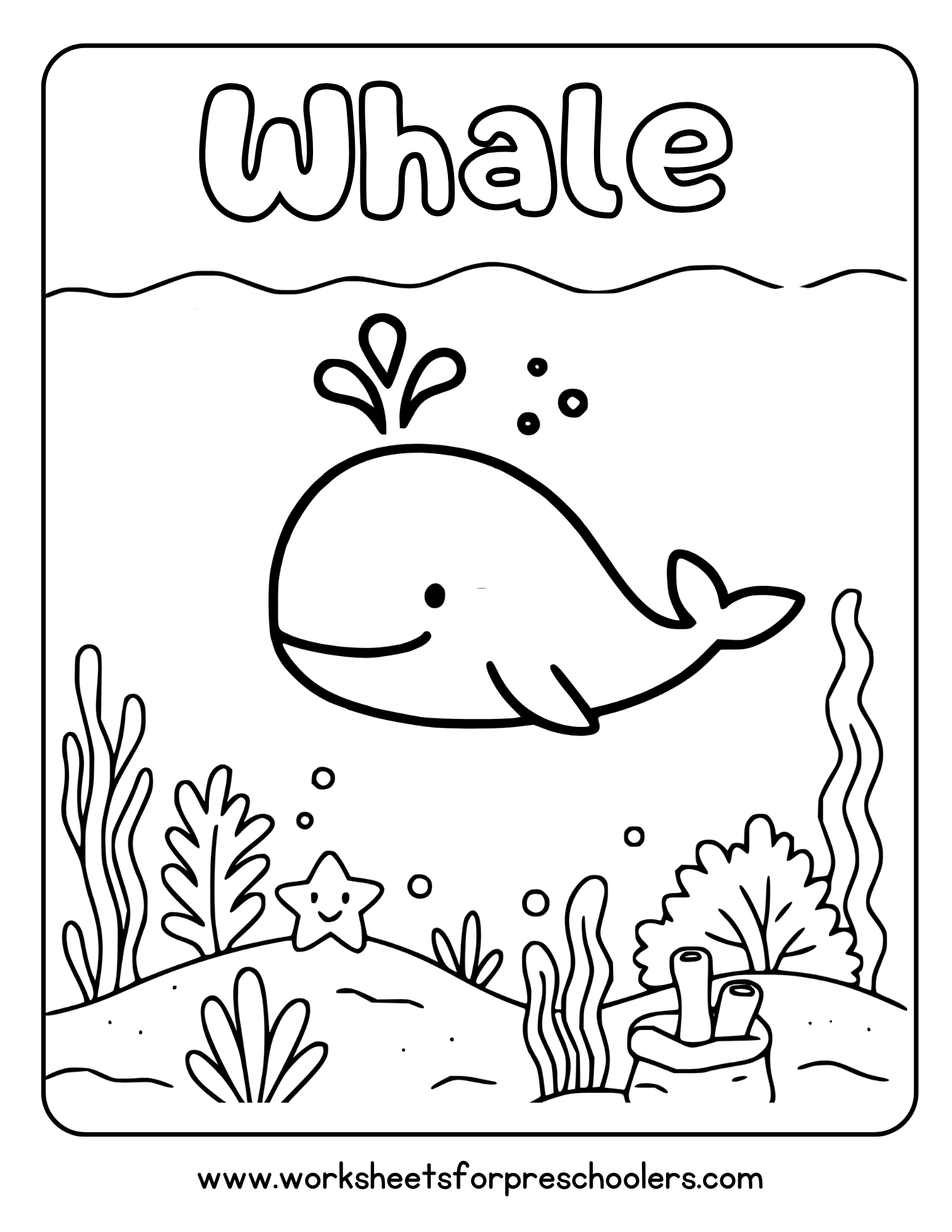 Whale Coloring Page Preschool Printable