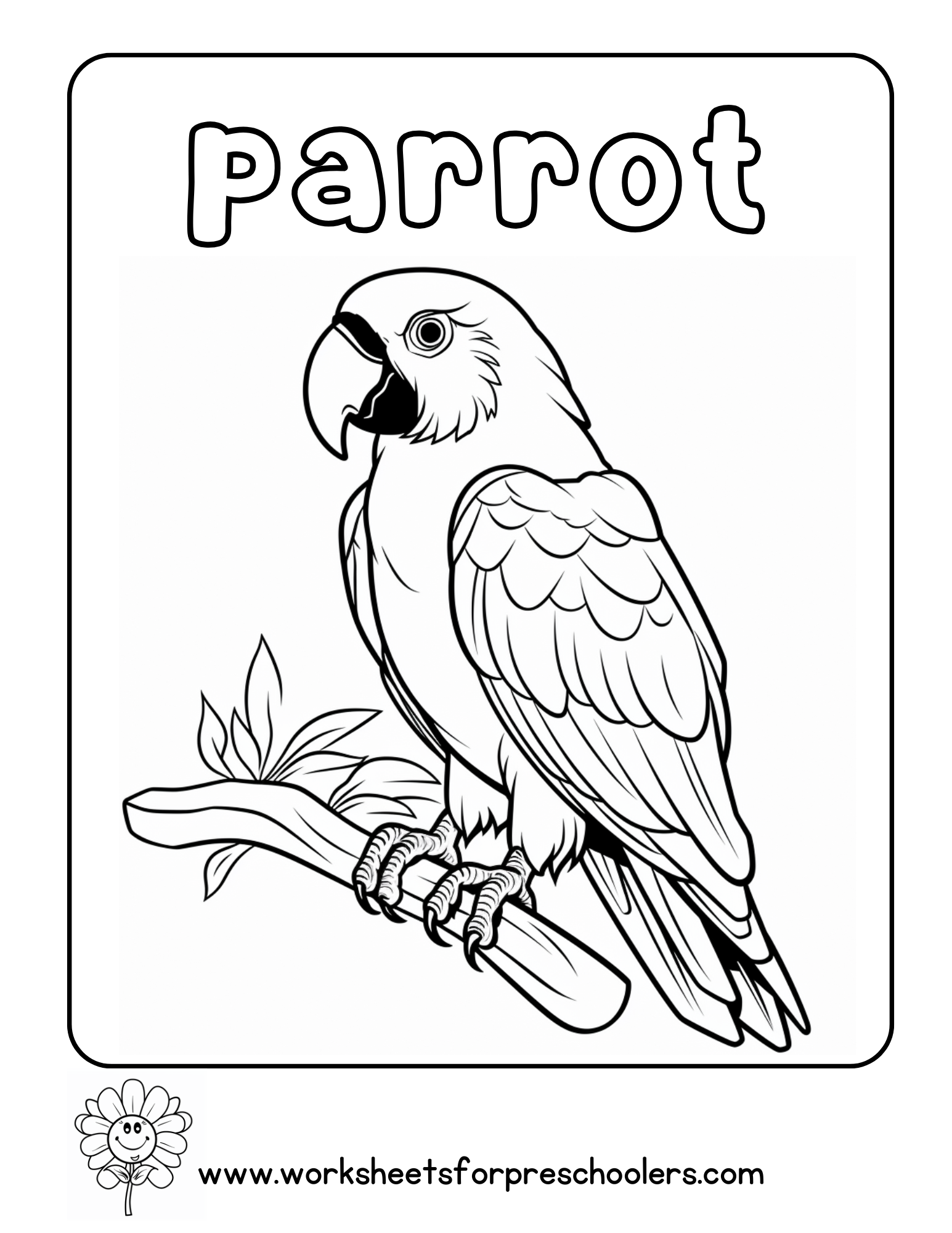 Parrot Coloring Page Activity Sheet Parrot Coloring Page Activity Sheet