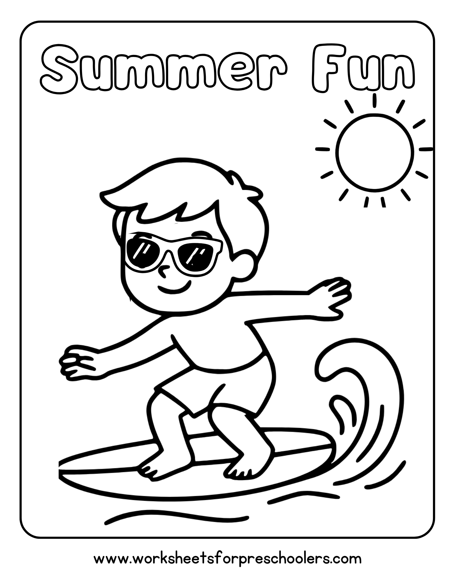 Summer Surfing Coloring Page Summer Surfing Coloring Page