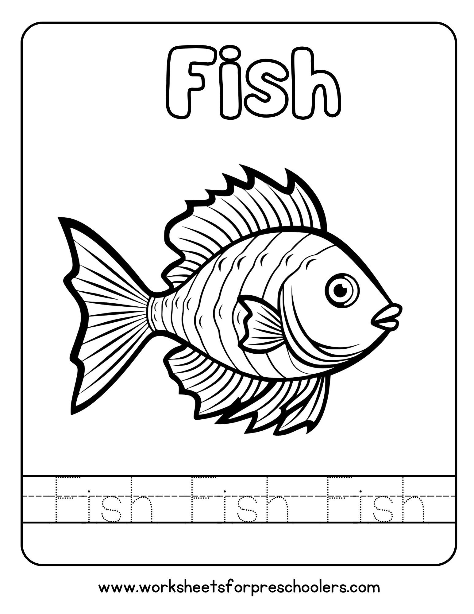 Trace and Color Fish Worksheet