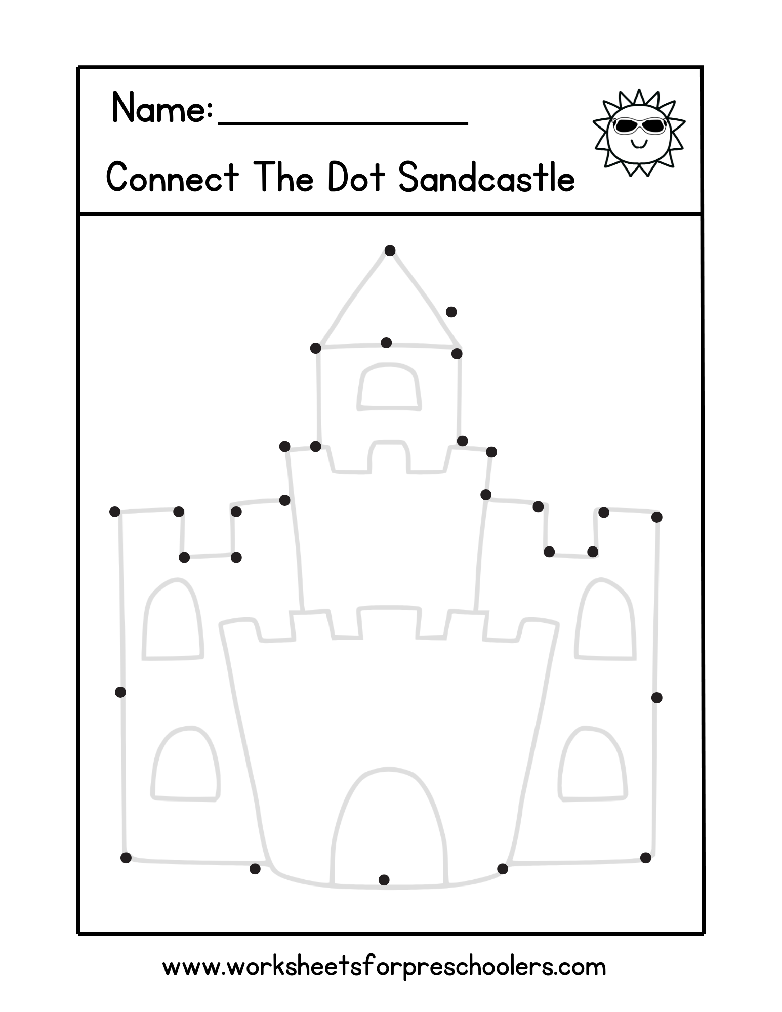 Connect the Dots Sandcastle Worksheet