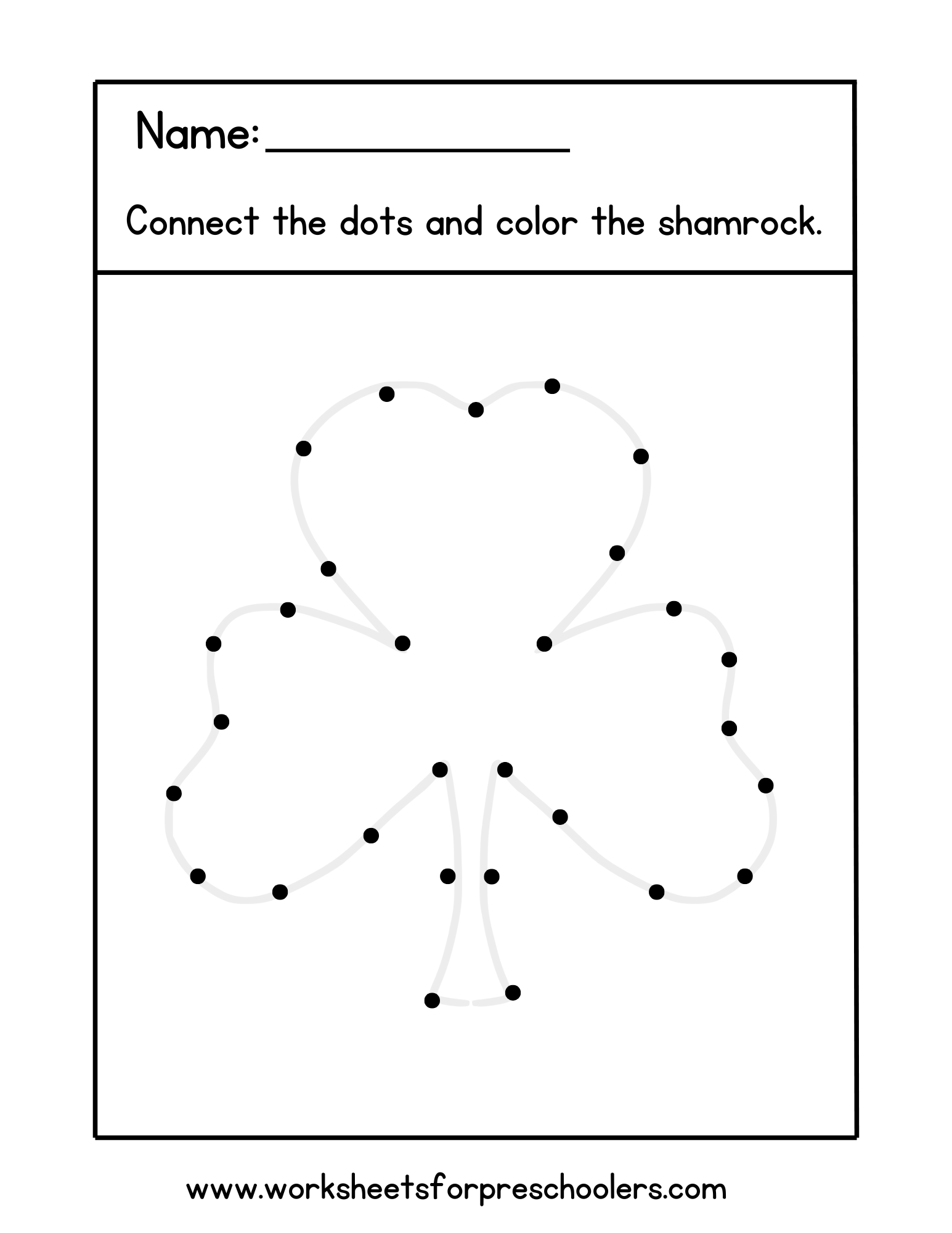 Connect the Dots Shamrock Worksheet