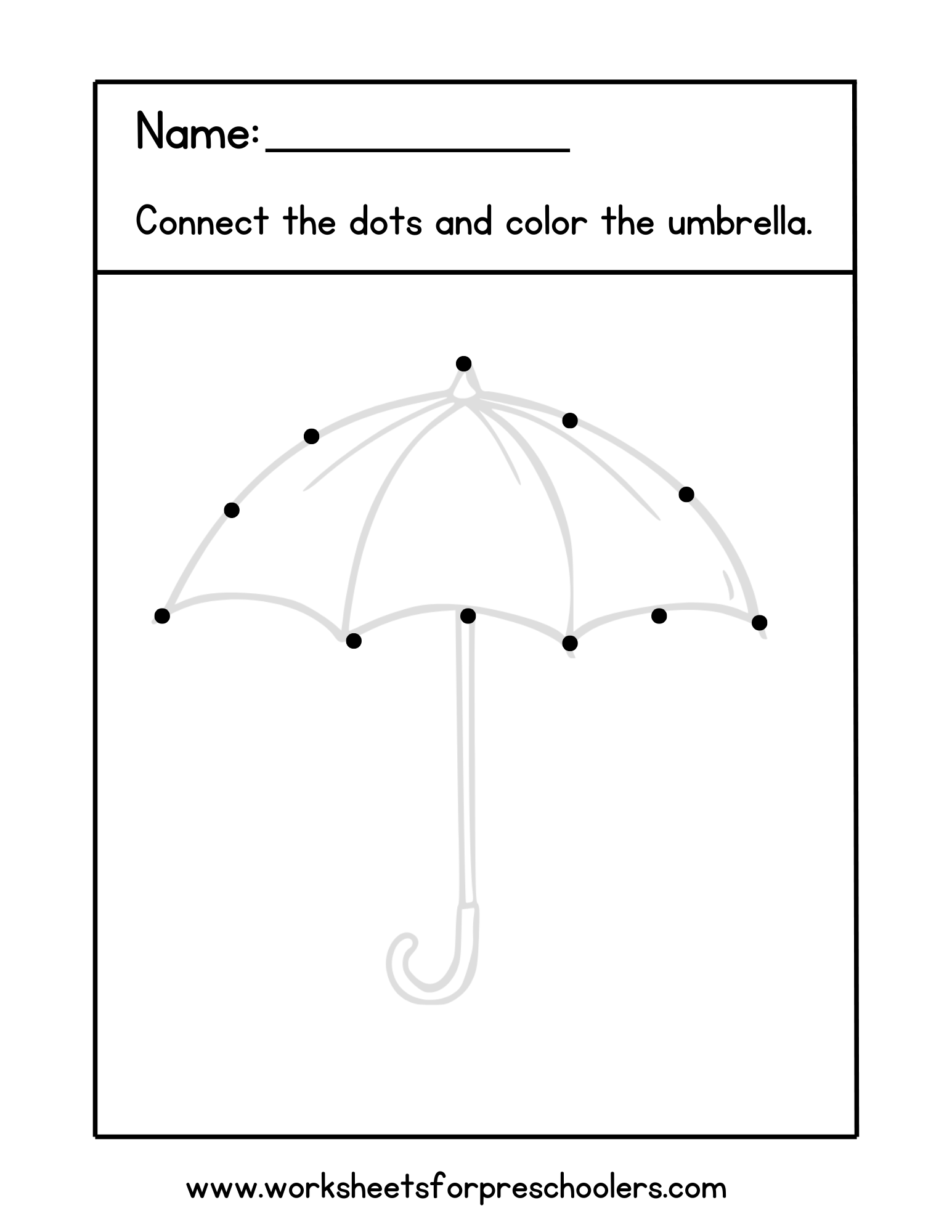 Connect the Dots Umbrella Worksheet Connect the Dots Umbrella Worksheet