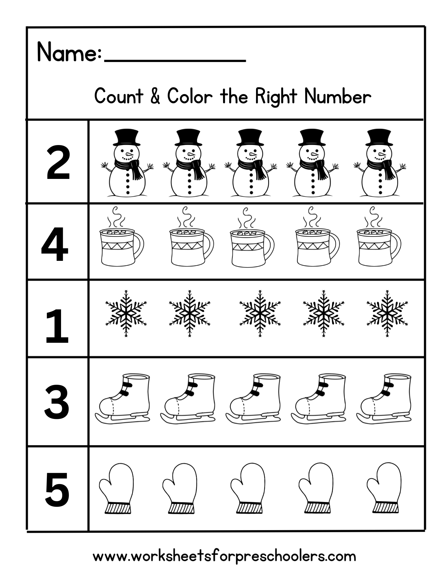 Counting Math Worksheet