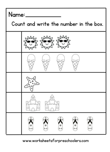 Summer Theme Math Worksheet,