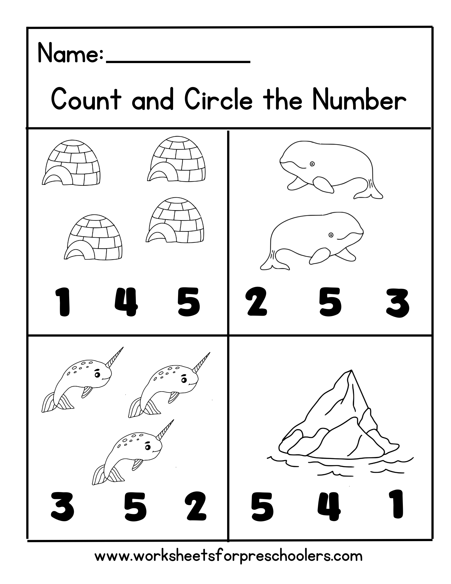 Arctic Theme Math Worksheet