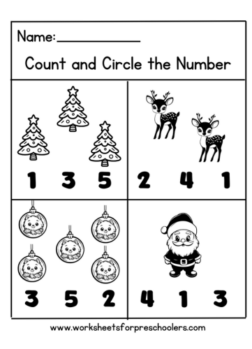 Christmas Counting Math Worksheet