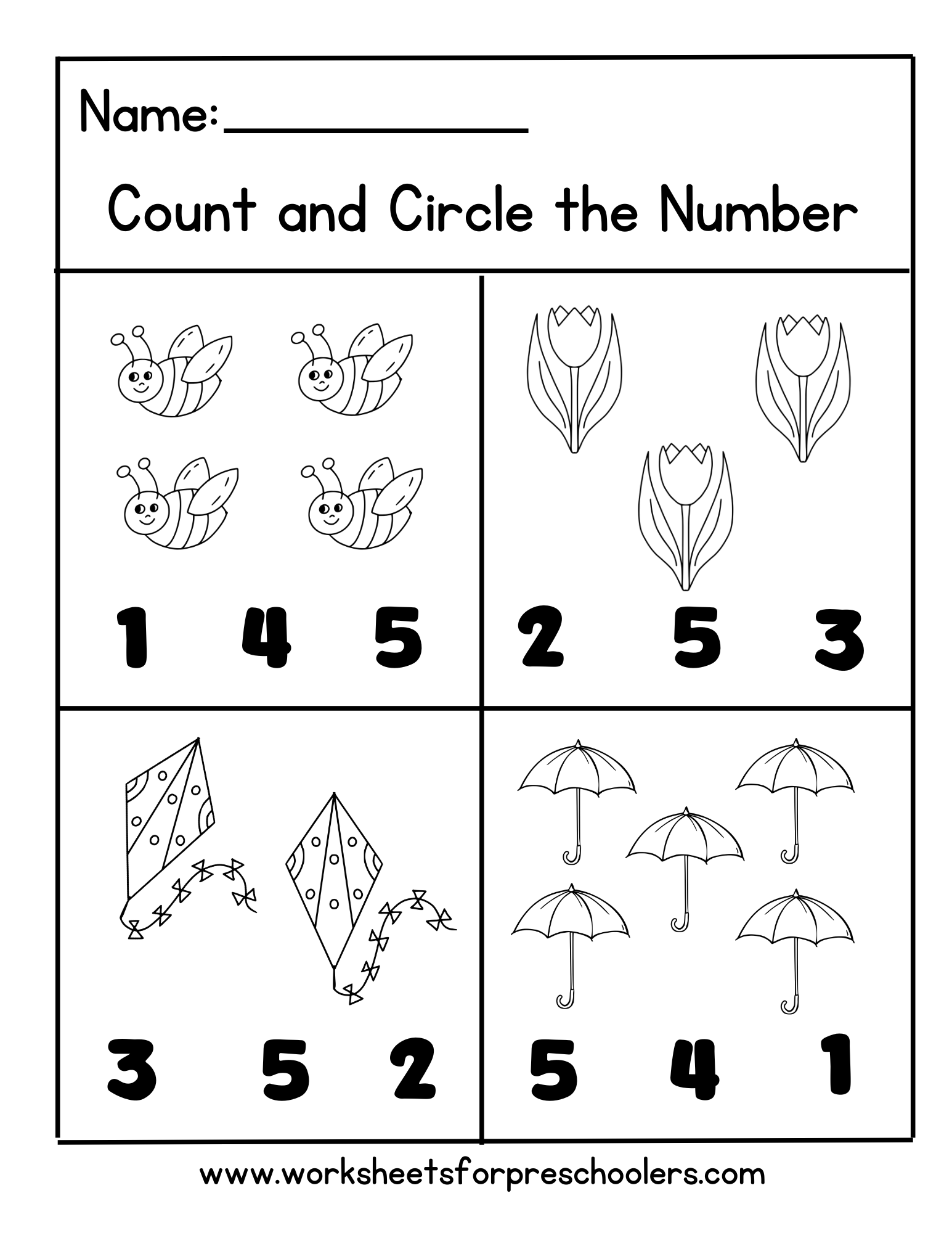 Spring Count and Circle Number Worksheet Spring Count and Circle Number Worksheet