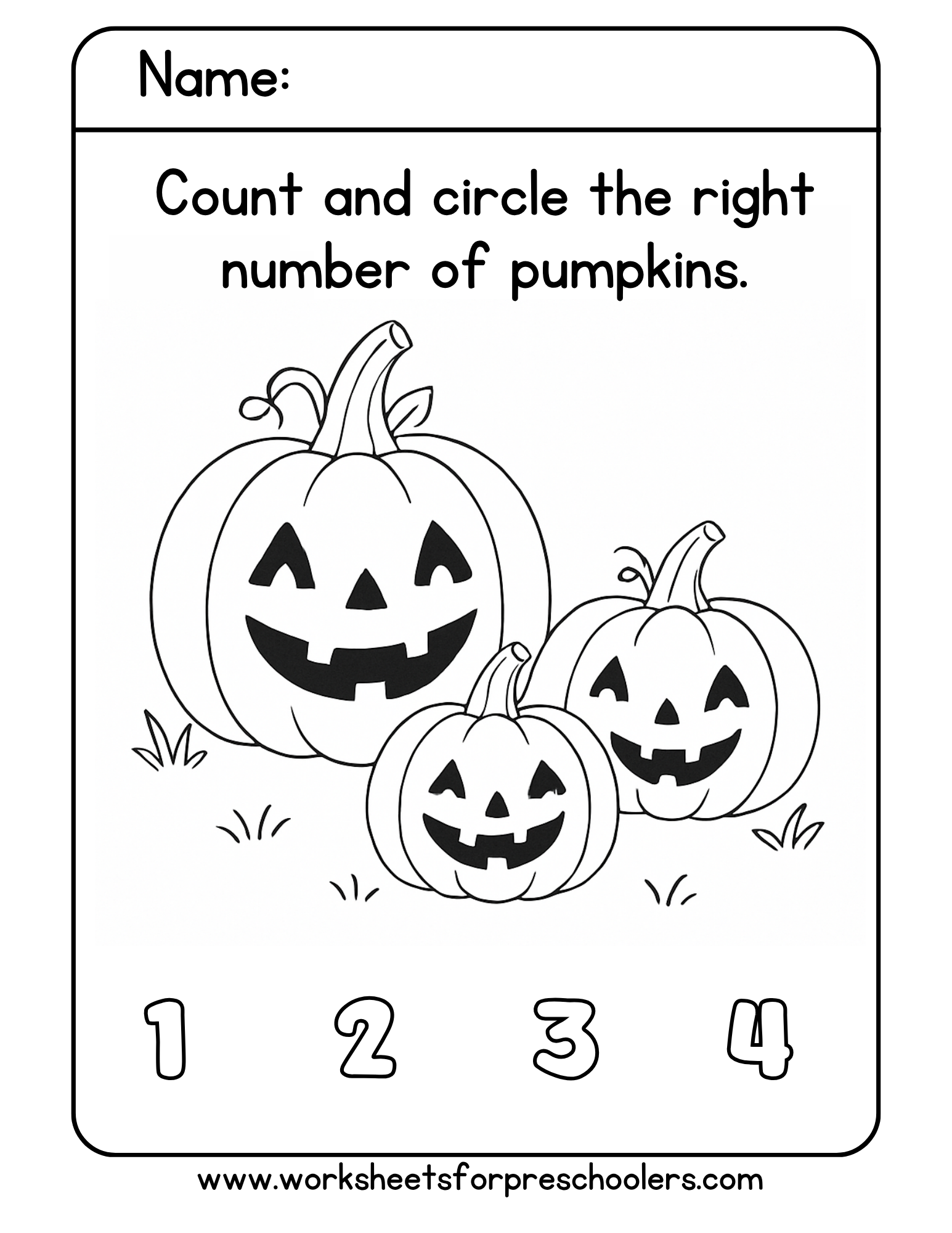 Counting Pumpkin Math Worksheet
