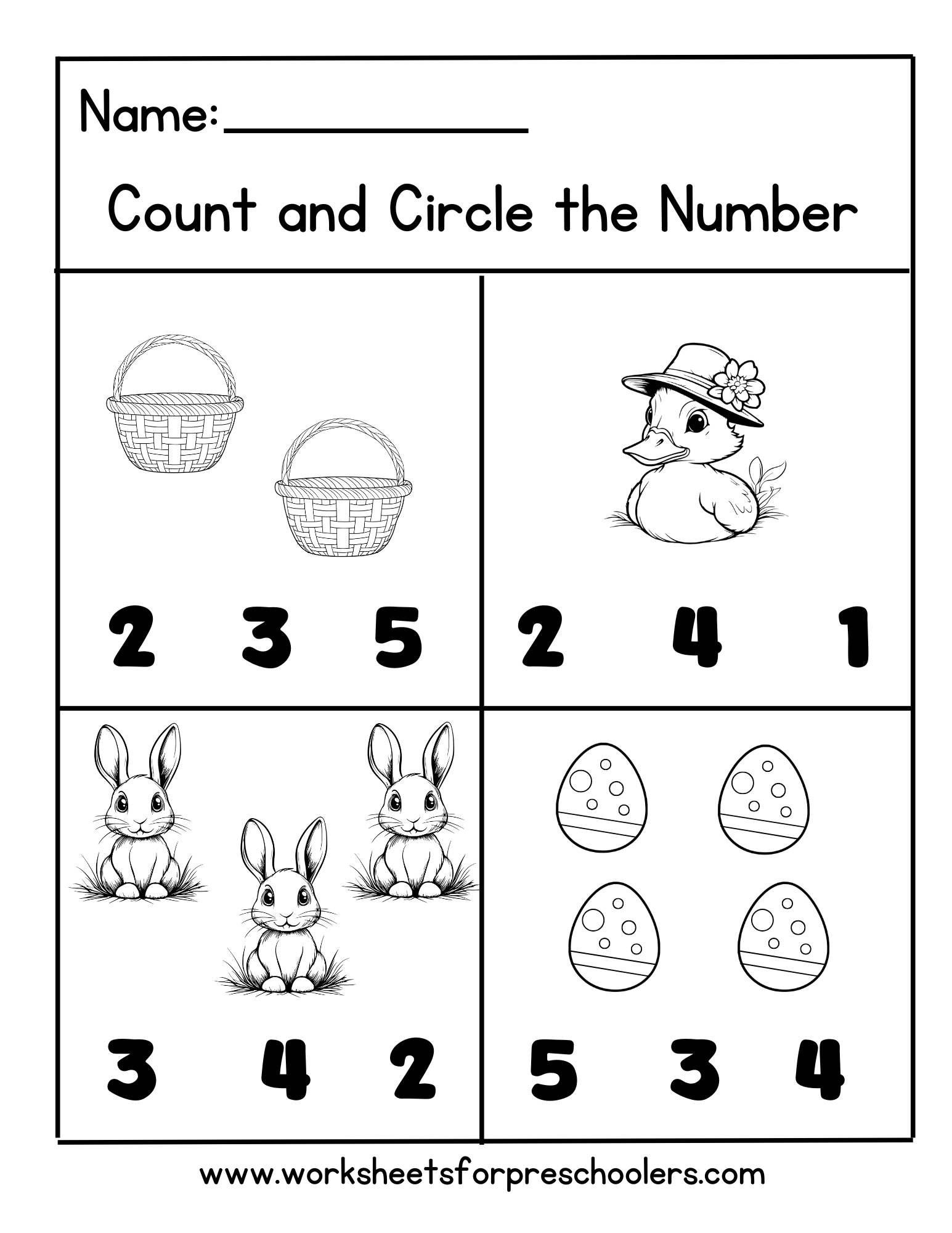 Easter Count and Circle Worksheet Easter Count and Circle Worksheet