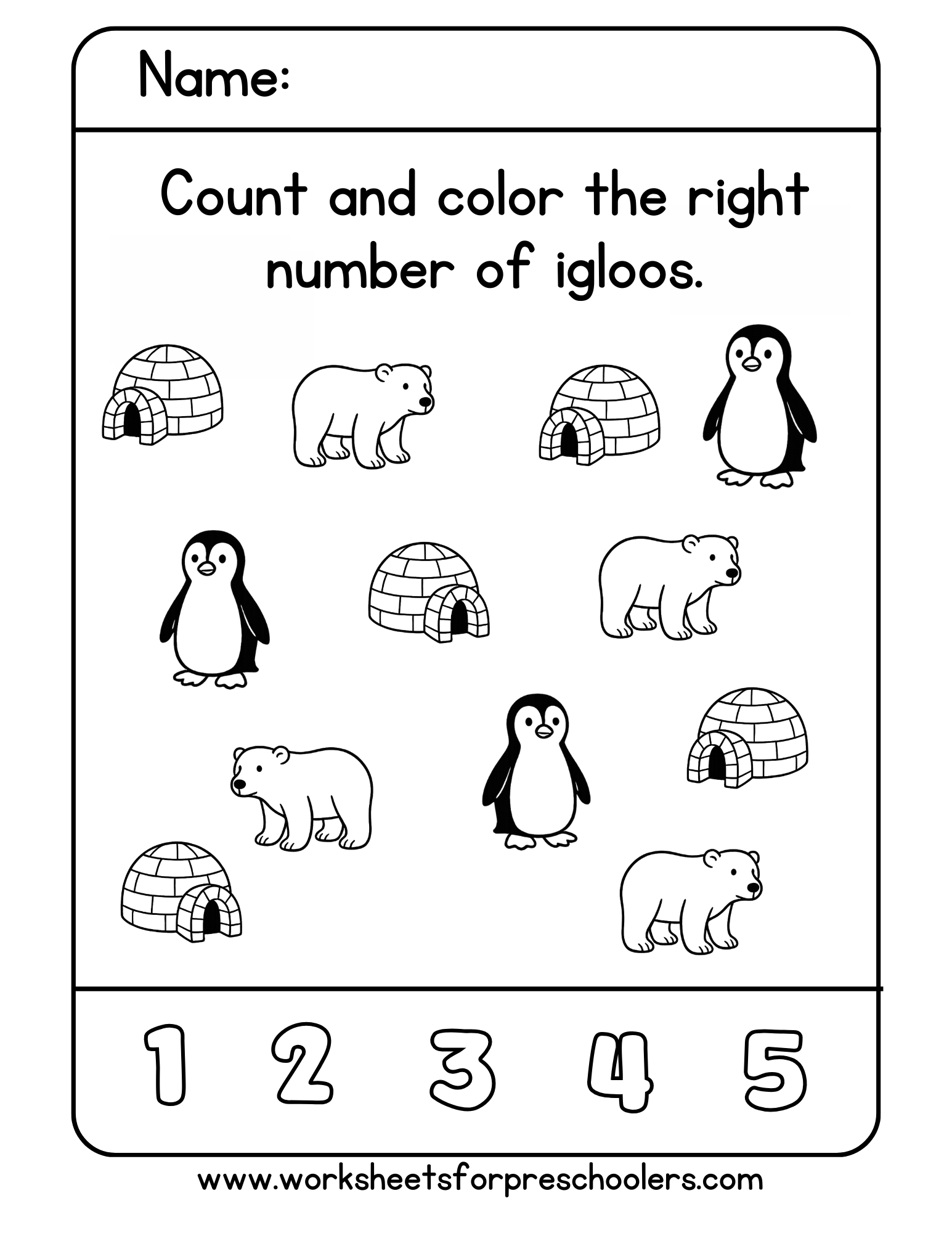 Count and Color Igloos
