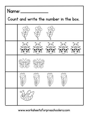 Spring Count and Write Number Worksheet