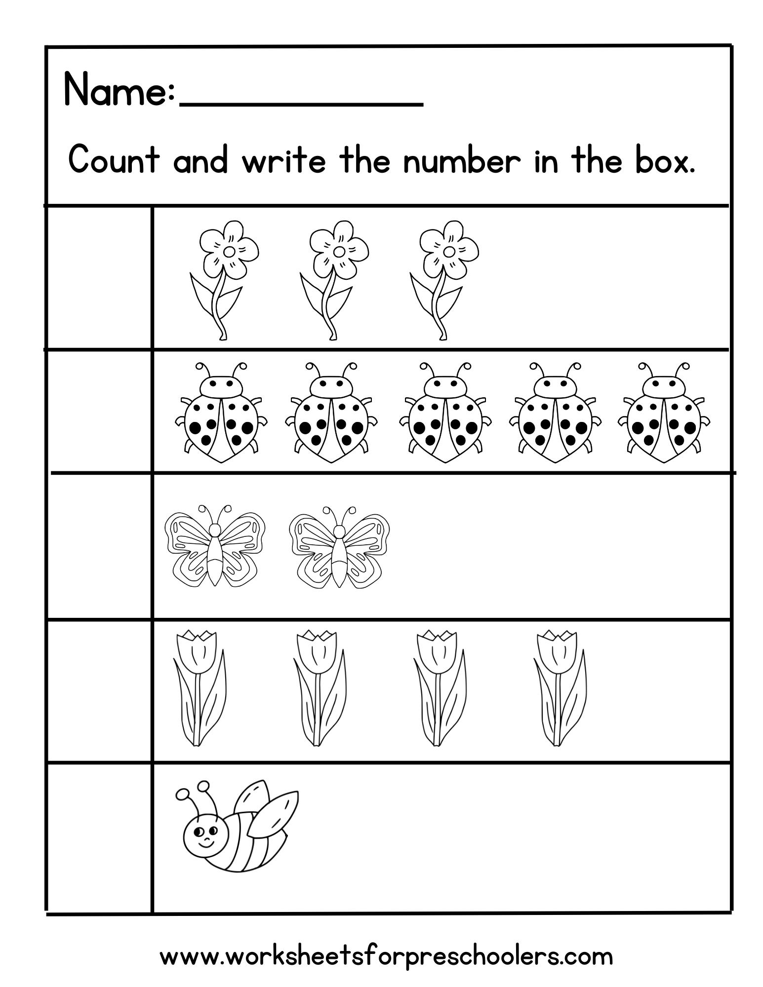 Spring Count and Write Number Worksheet Spring Count and Write Number Worksheet