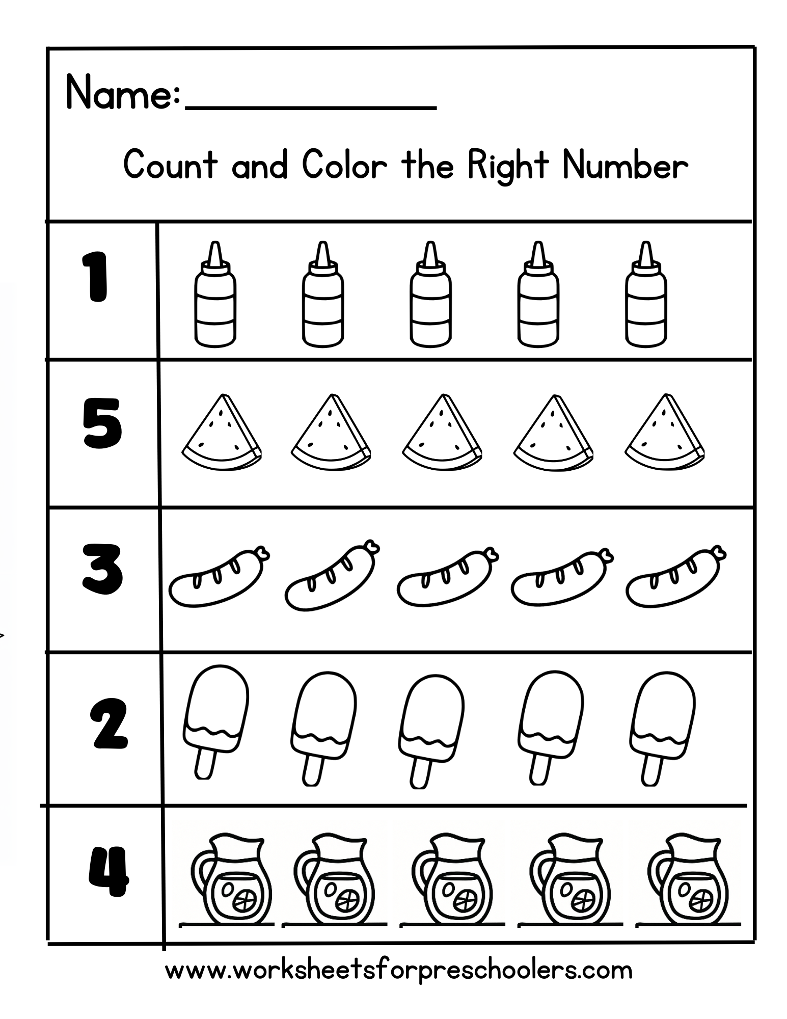 Summer Theme Count and Circle Worksheet Summer Theme Count and Circle Worksheet