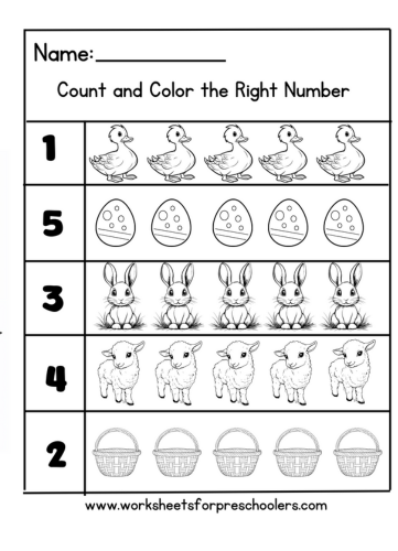 Easter Count and Color Math Worksheet