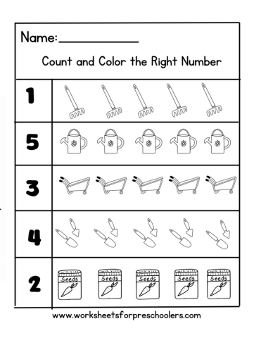 Count and Color Numbers Worksheet