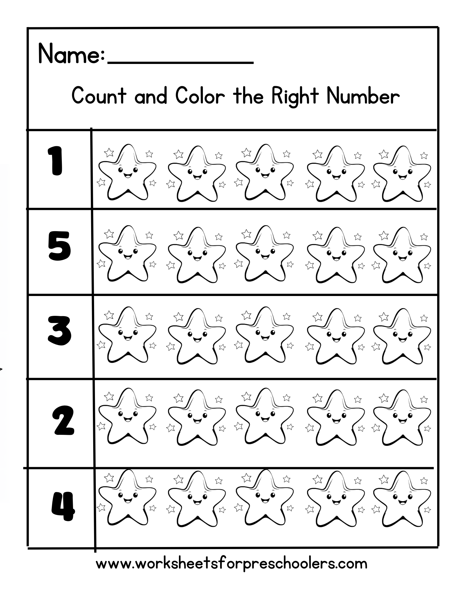 Starfish Count and Color Worksheet, Starfish Count and Color Worksheet,