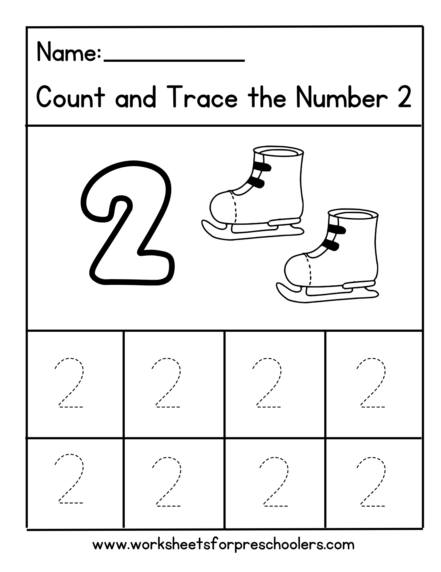 Number 2 Tracing worksheet