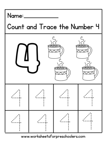 Number 4 Worksheet-Hot Cocoa