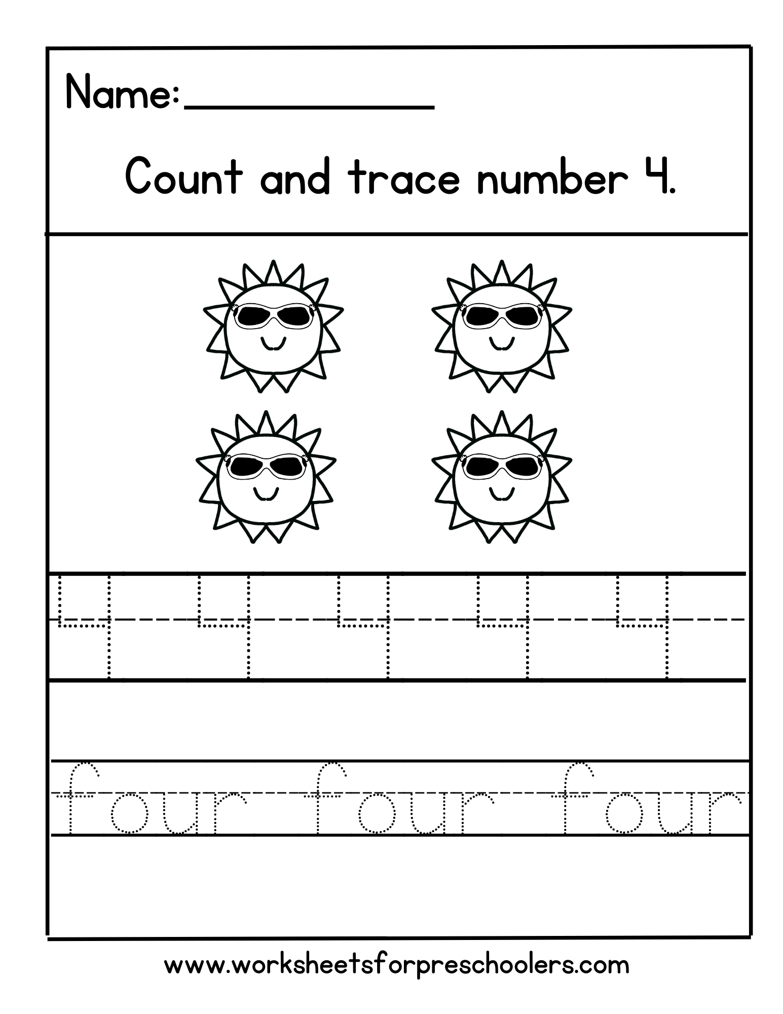 Number 4 Math Worksheet, Number 4 Math Worksheet,