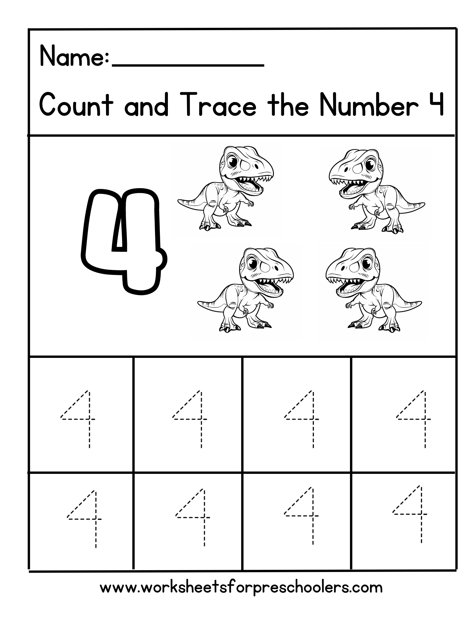 Count and Trace Number 4 Worksheet
