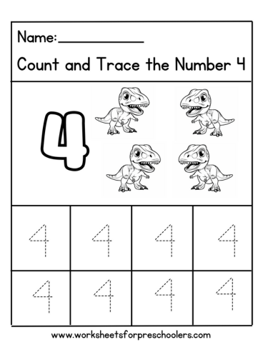 Count and Trace Number 4 Worksheet