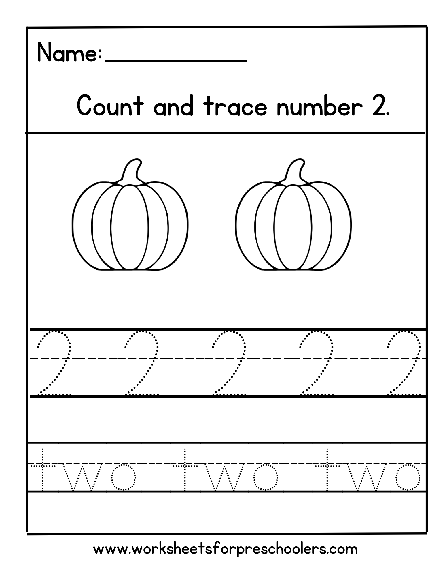 Trace & Count the Number 2 with Pumpkins
