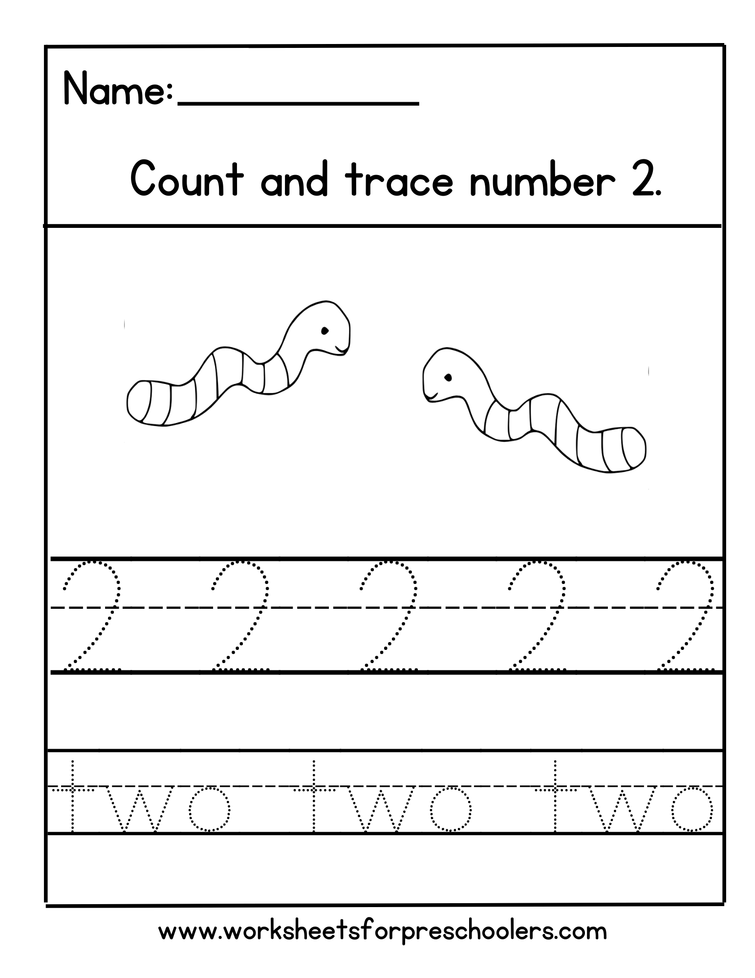 Earth Worms Number 2 Math Worksheet