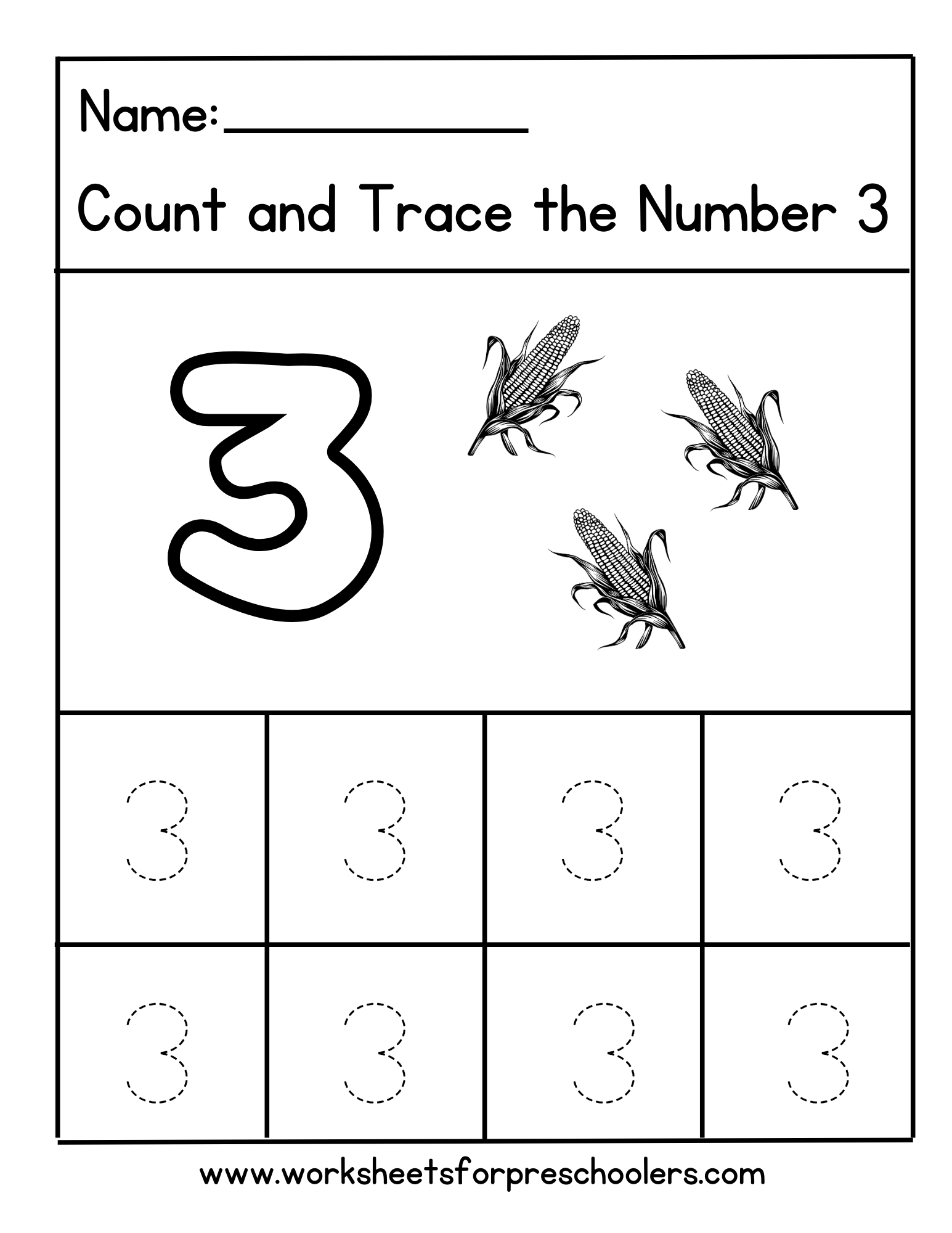Thanksgiving Theme Tracing Number 1 Worksheet