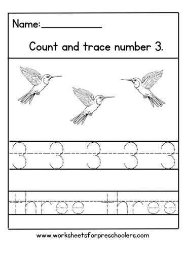 Birdwatching Number 3 Math Worksheet