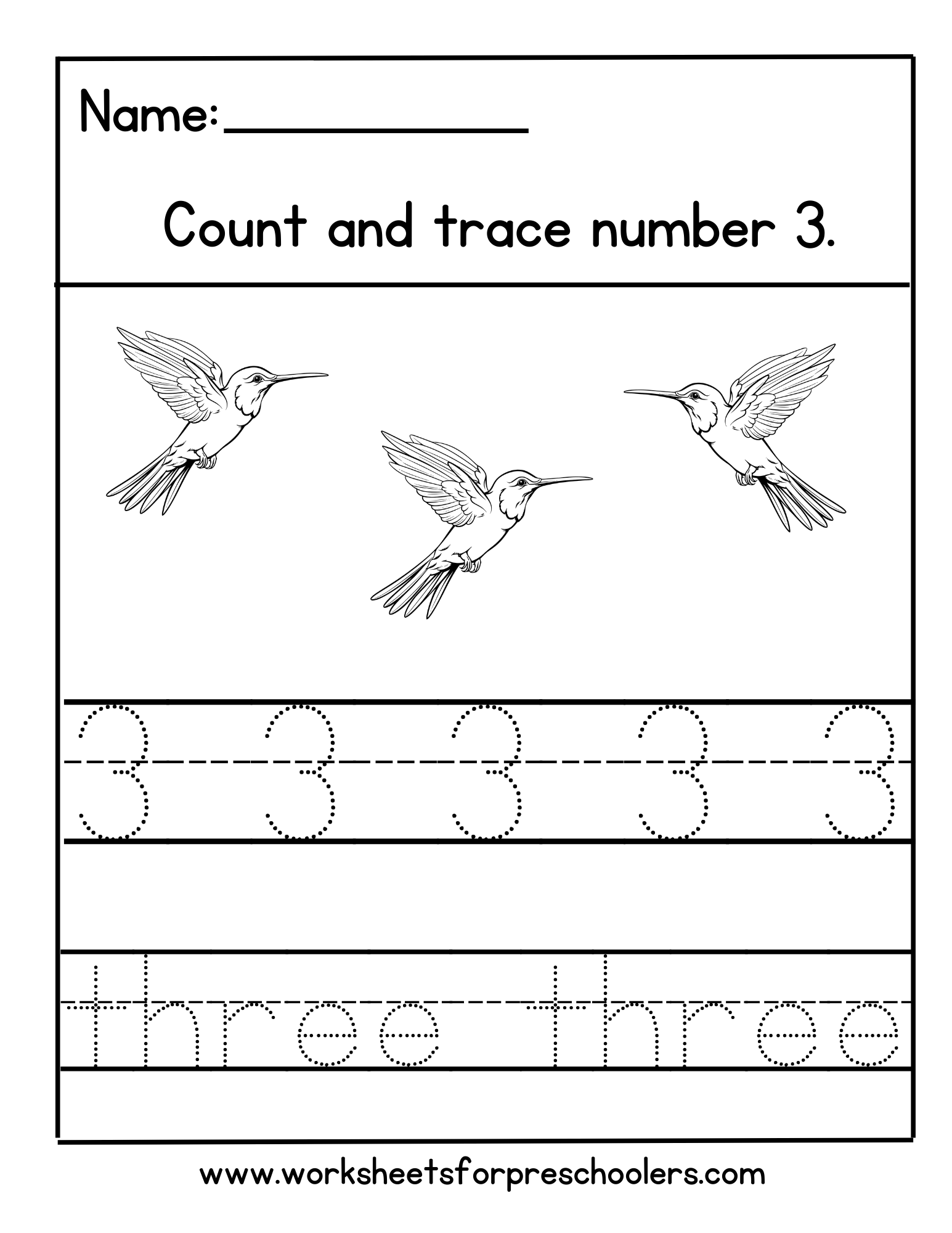 Birdwatching Number 3 Math Worksheet Birdwatching Number 3 Math Worksheet