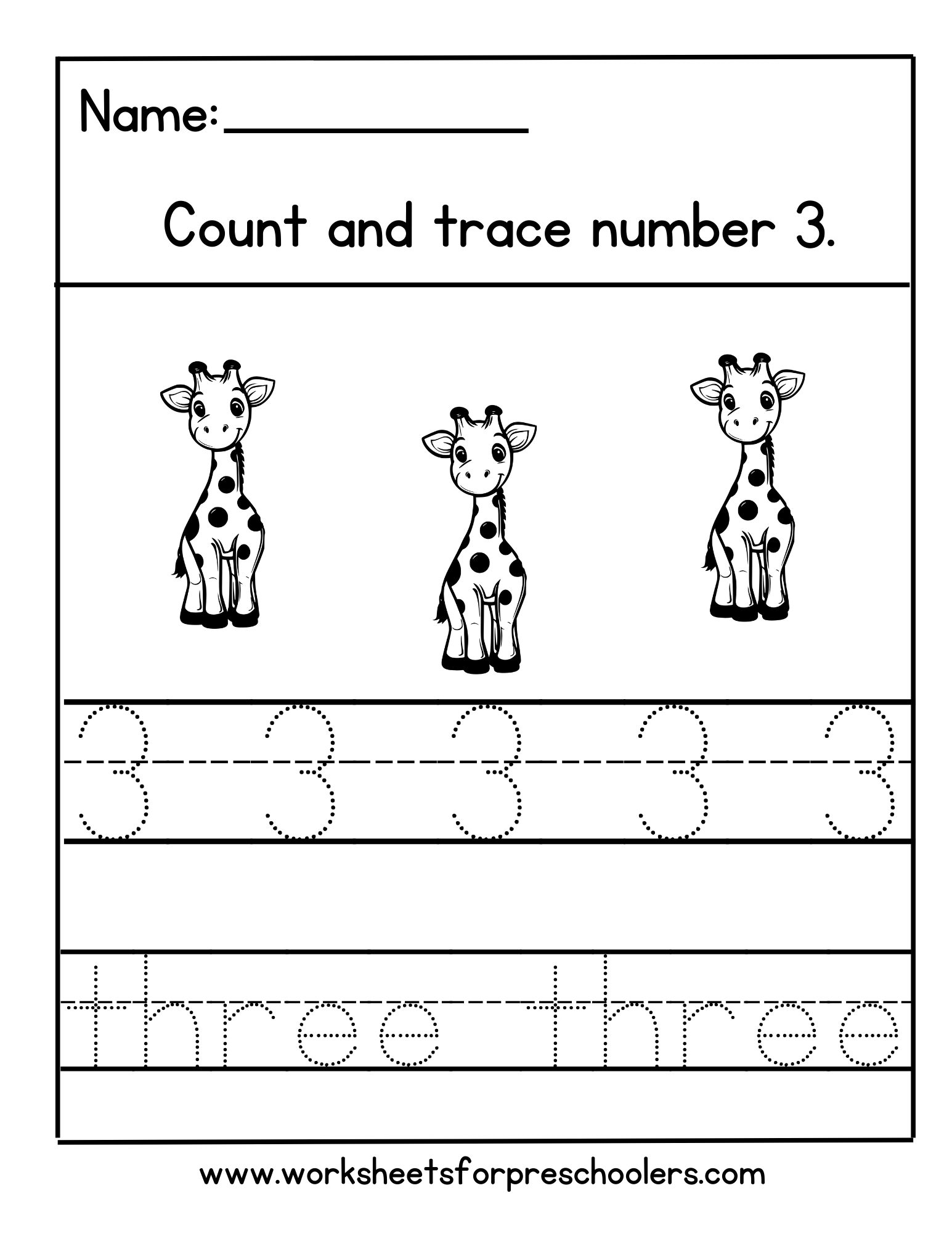  Number 3 Math Worksheet