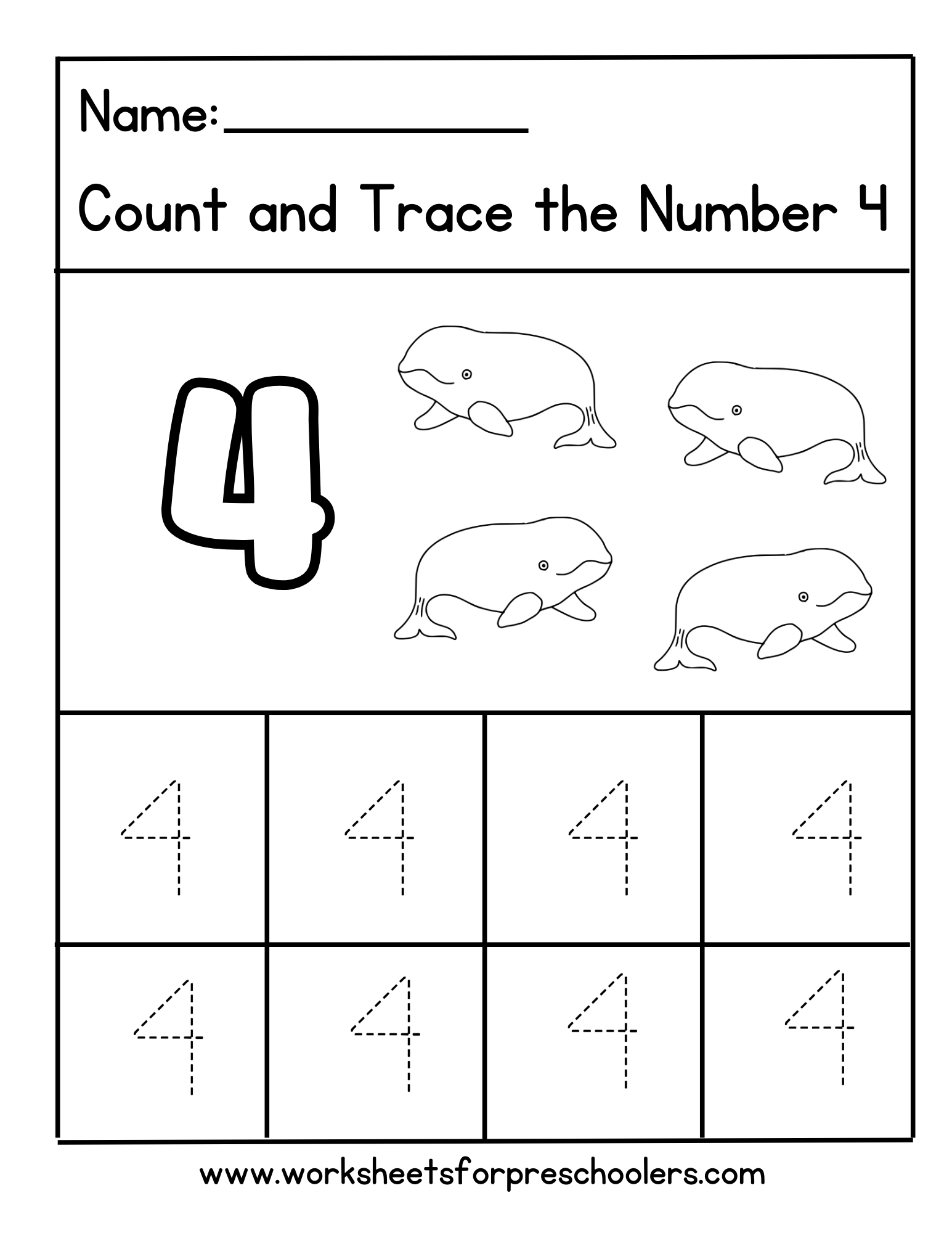 Number 4 Math Worksheet