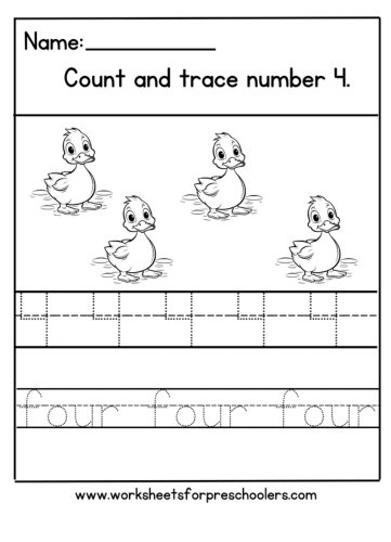 Duck Number 4 Math Worksheet