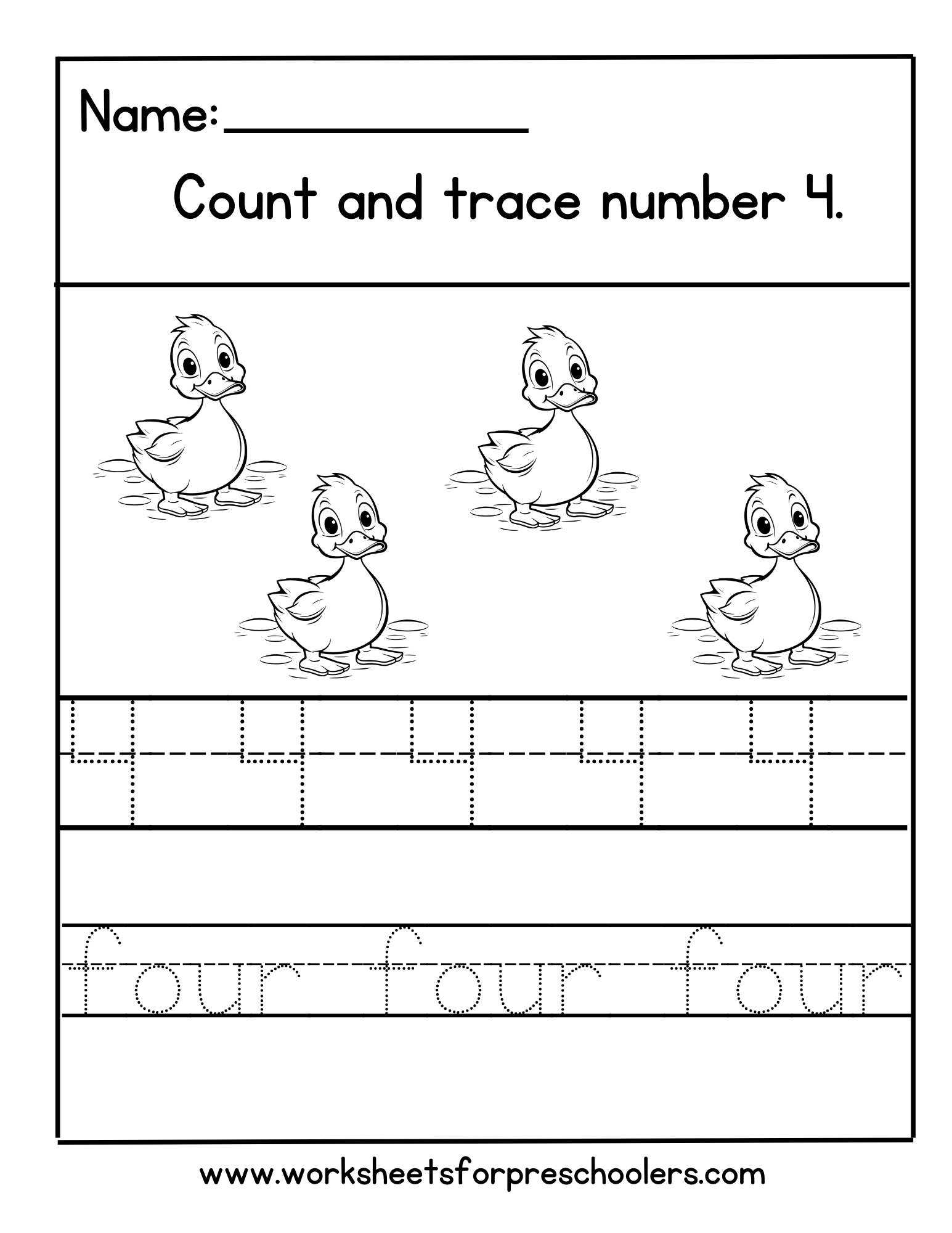 Duck Number 4 Math Worksheet
