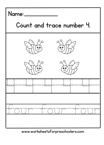 Number 4 Math Worksheet