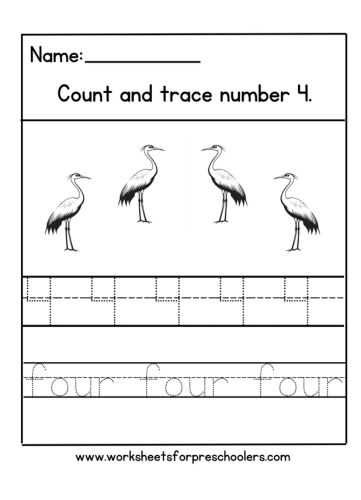 Number 4 Math Worksheet