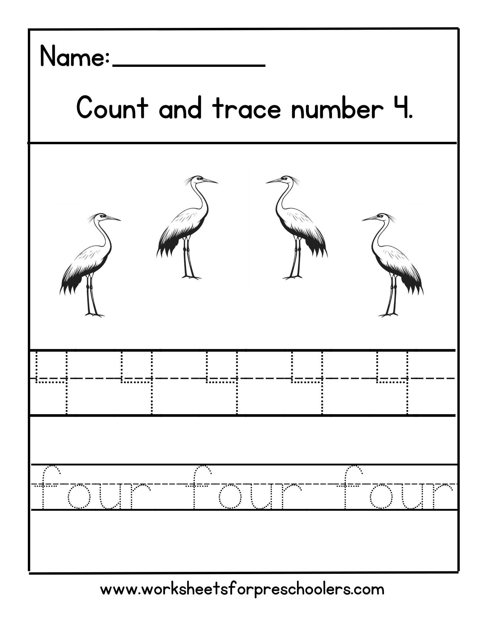 Number 4 Math Worksheet