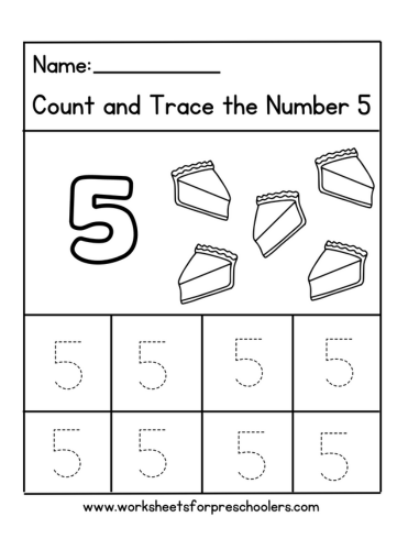 Thanksgiving Theme Tracing Number 5 Worksheet 