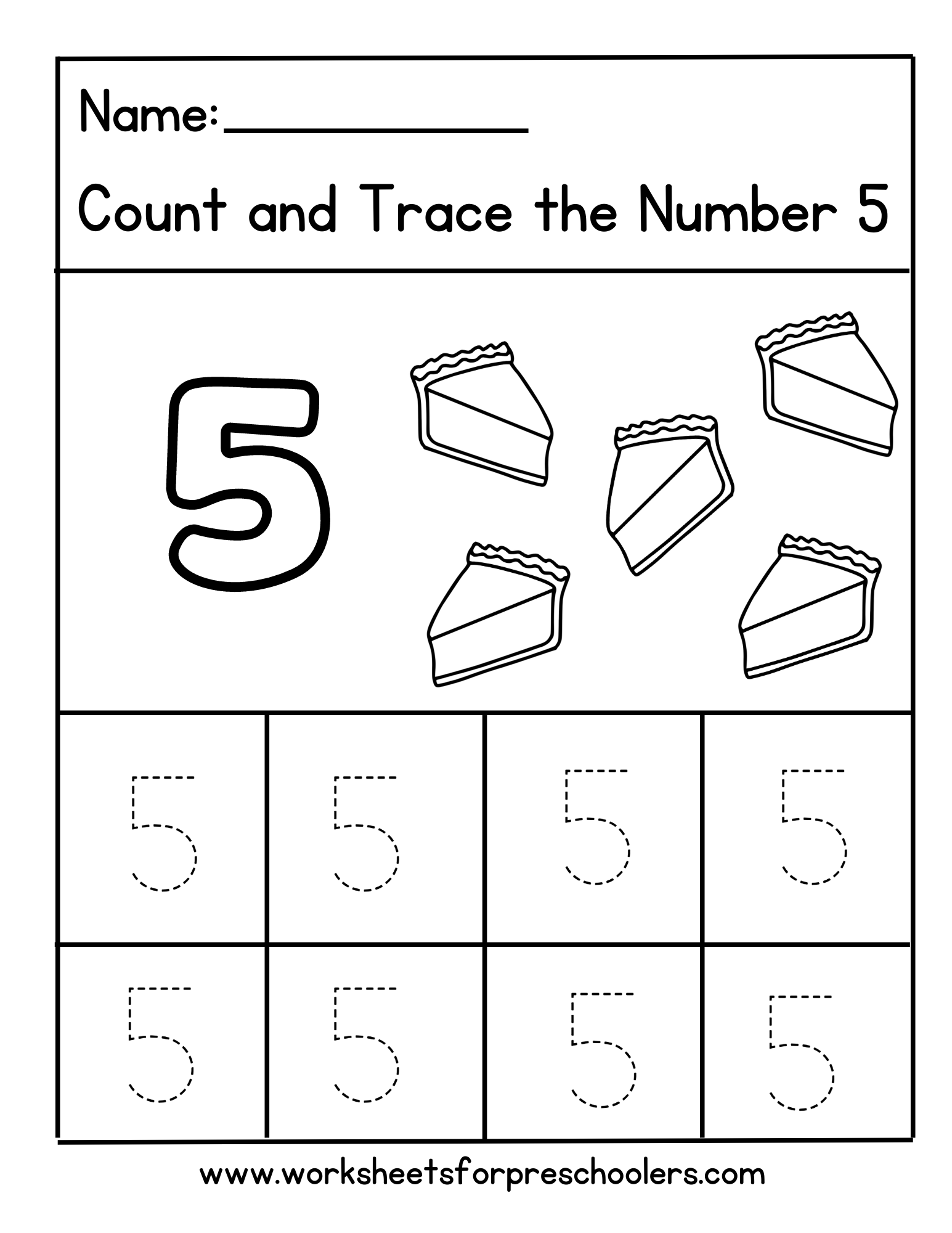 Thanksgiving Theme Tracing Number 5 Worksheet