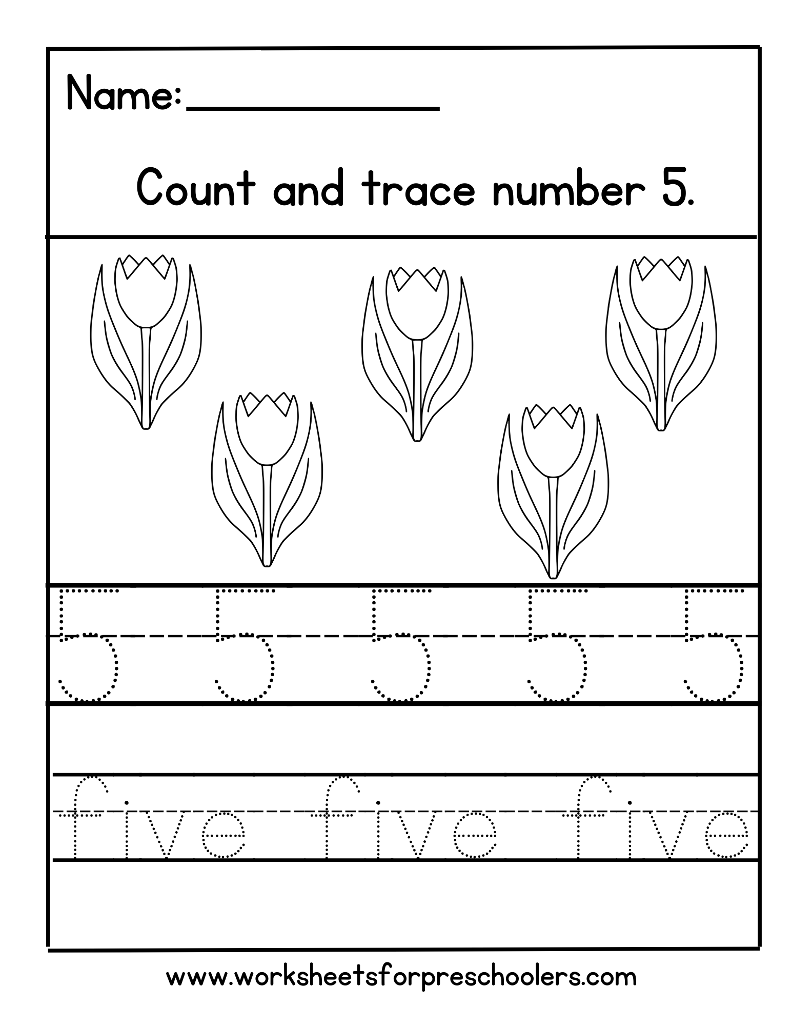 Spring Theme Number 5 Worksheet 