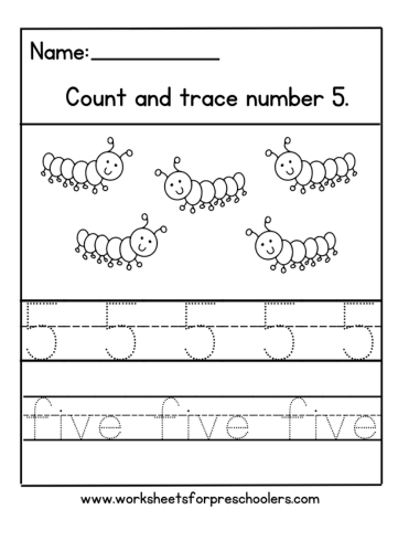 Number 5 Worksheet