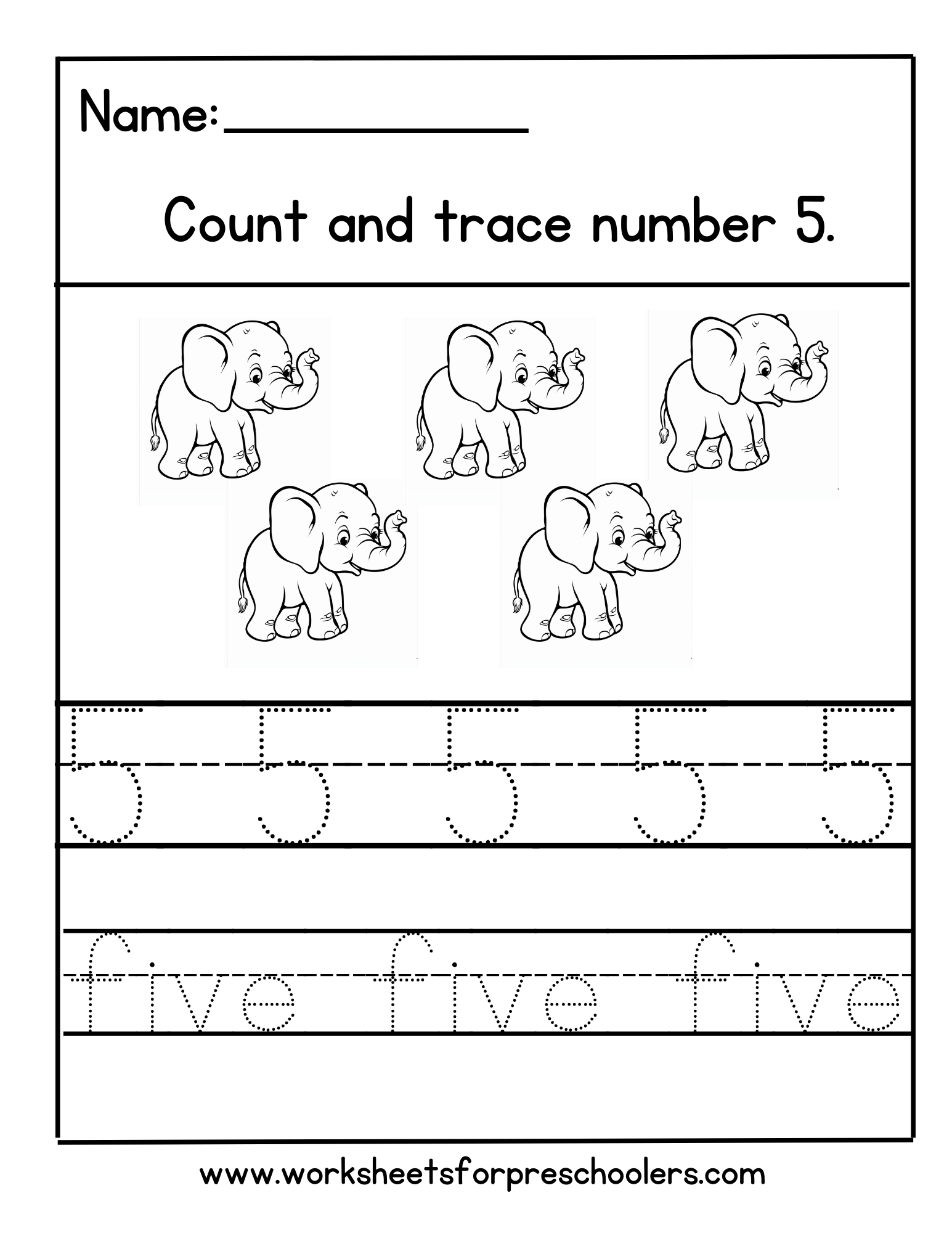 Elephant Counting Math Worksheet