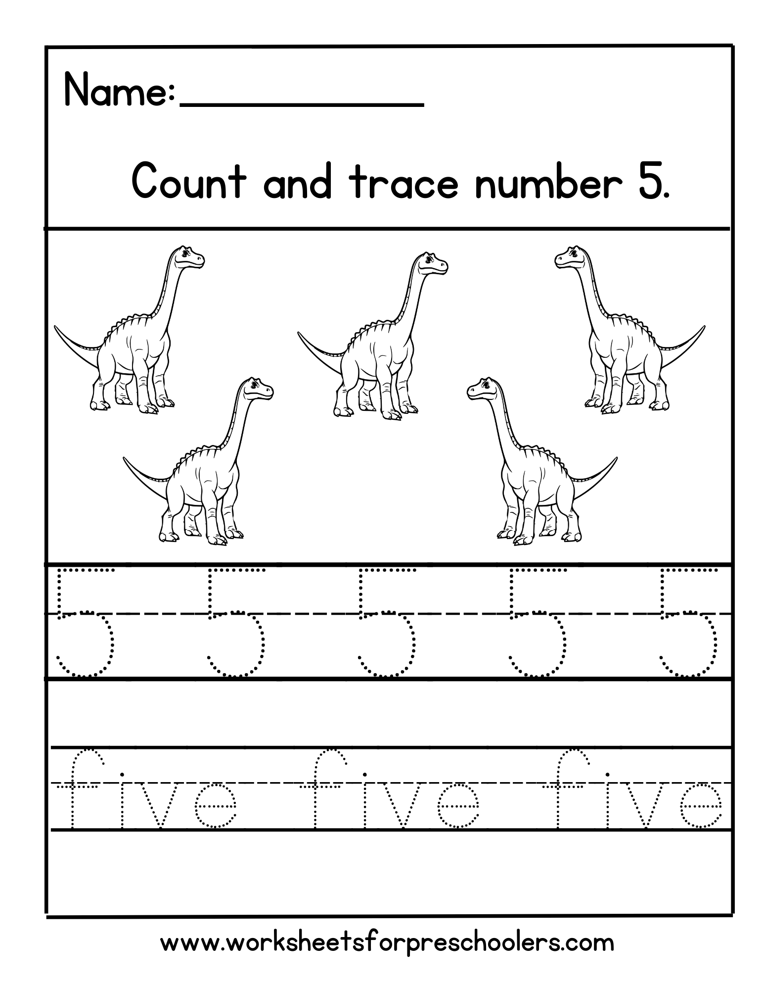 Number 5 Worksheet