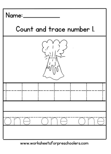 Dinosaur Number 1 Math Worksheet