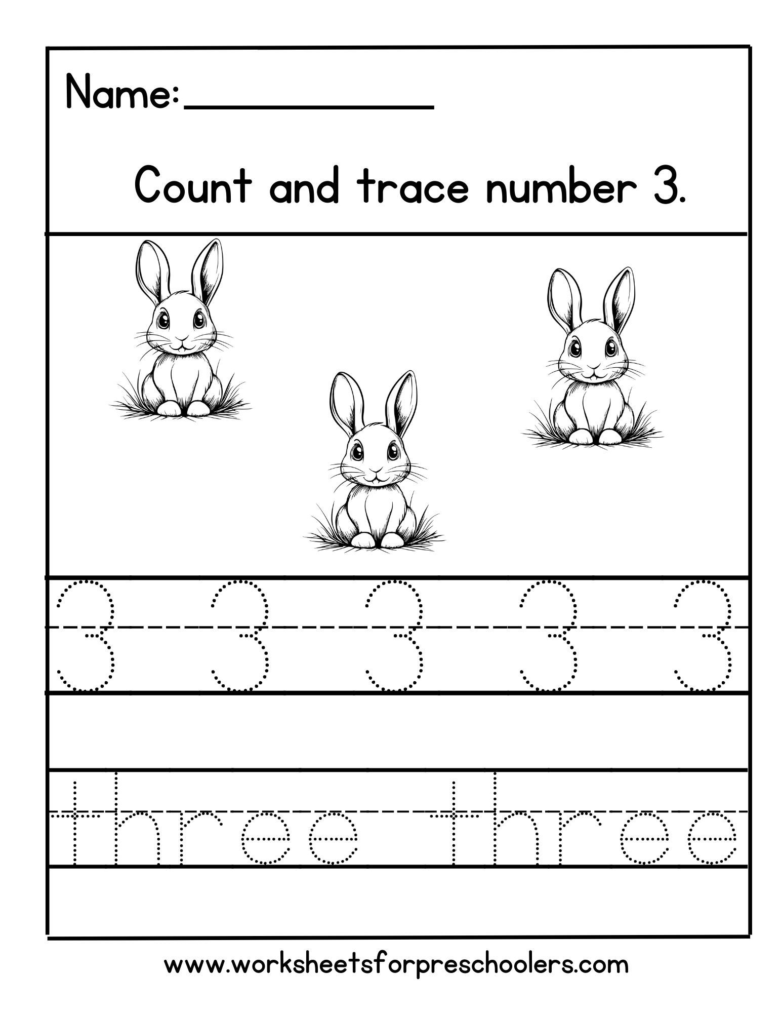 Easter Number 3 Math Worksheet