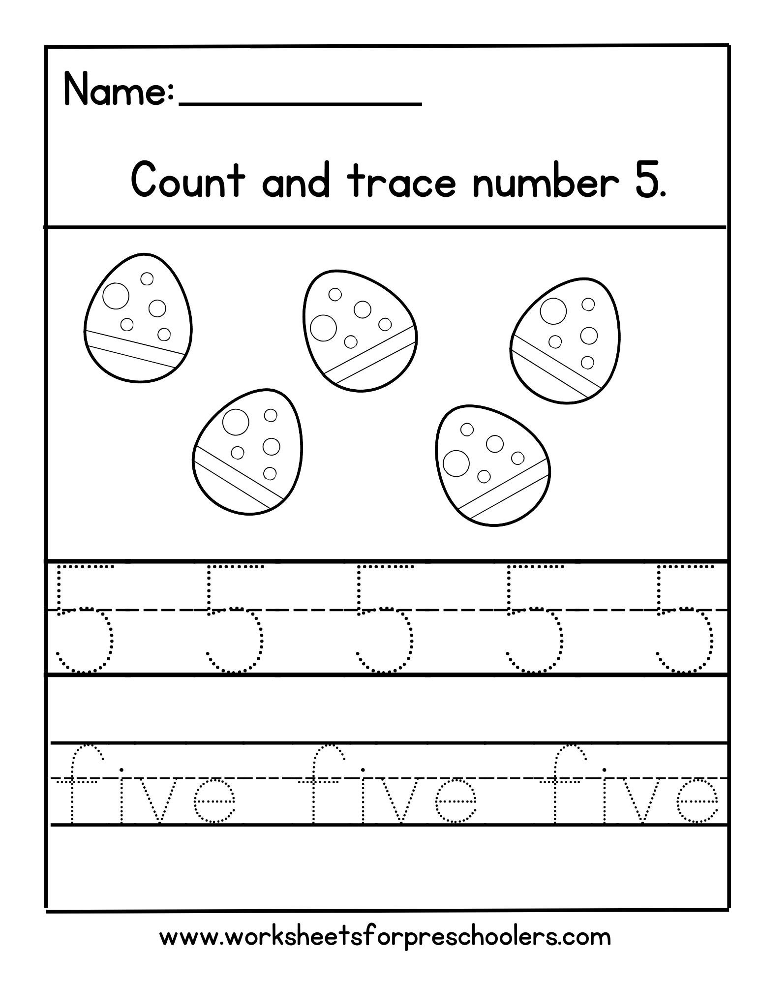 Easter Theme Number 5 Worksheet  Easter Theme Number 5 Worksheet