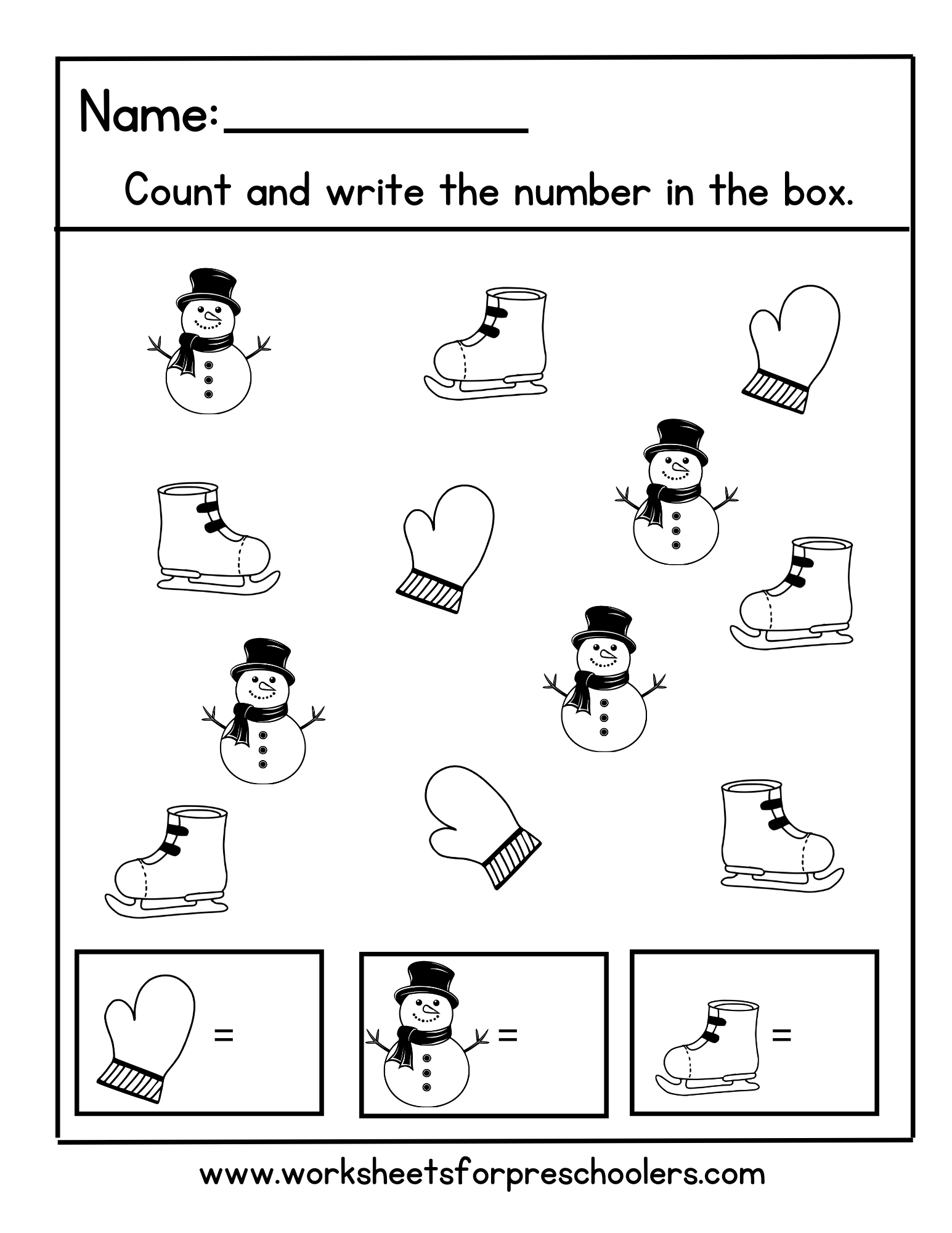 I Spy Winter Math Worksheet