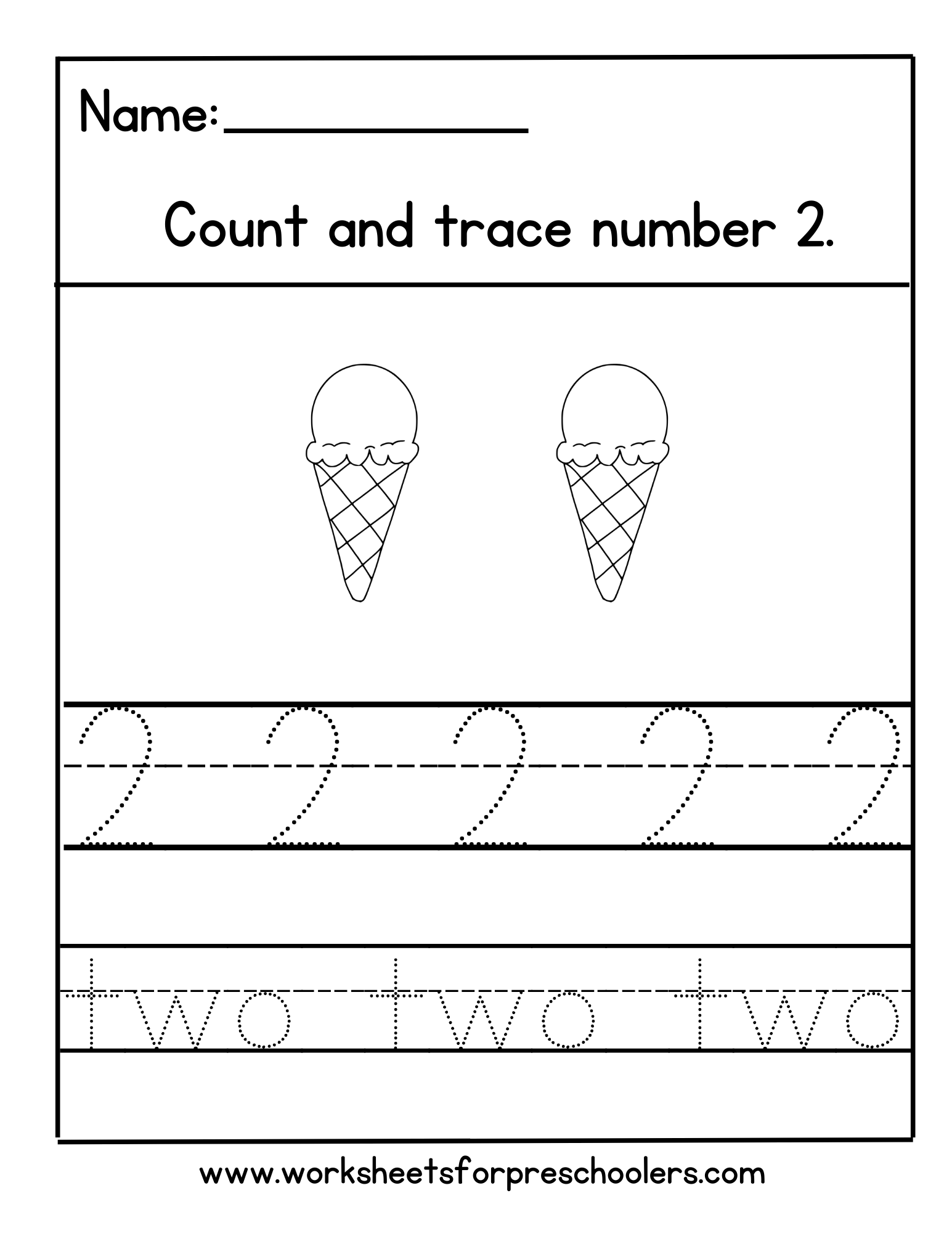 Summer Number 2 Math Worksheet